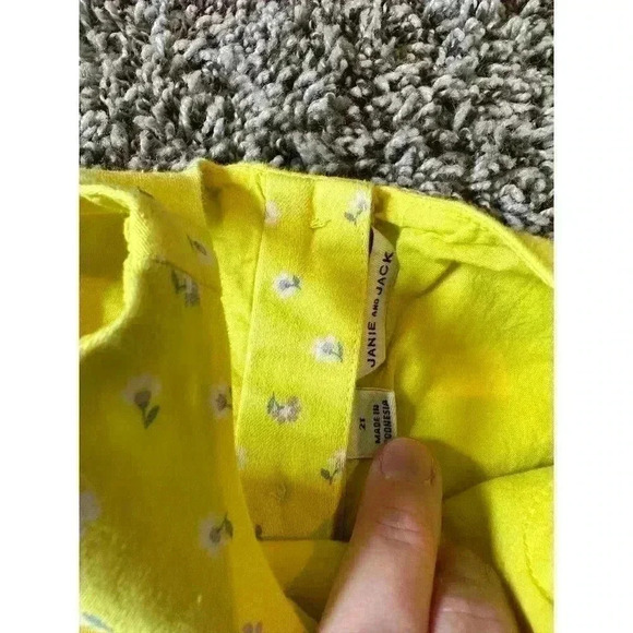 Girls 2T Janie and Jack BRIGHT BLOOMS YELLOW Trousers & Corsage Top 2pc SET - Picture 2 of 3